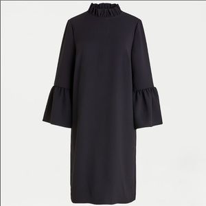 J Crew Black Dress with ruffle collar